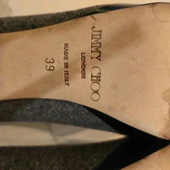 Jimmy Choo London Flannel Wool Patent Leather Platform Stiletto Heels Size 39 - Picture 10 of 10